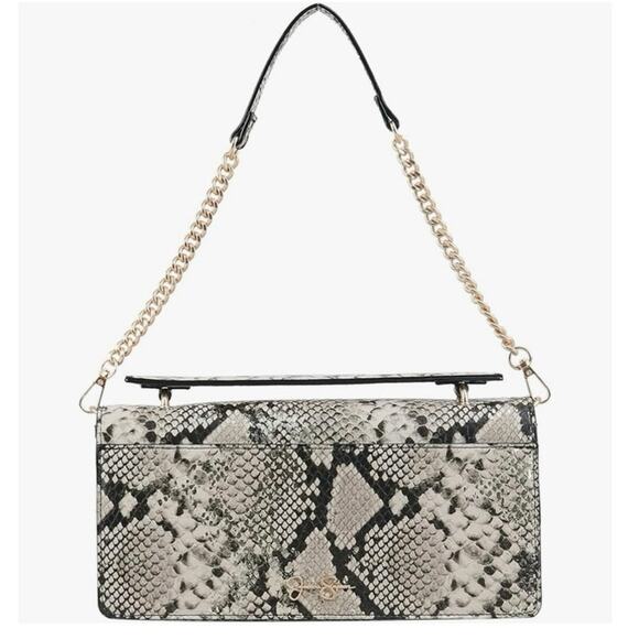 Jessica Simpson Brooke Clutch Python Shoulder Bag With Gold Chain Strap - Picture 3 of 9